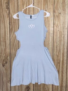 Divided Light Blue Cutout Skater Dress